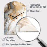 Gold And Grey A Marble Effect V - Asymmetric Metal Wall Clock