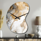 Gold And Grey A Marble Effect V - Asymmetric Metal Wall Clock