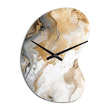 Gold And Grey A Marble Effect V - Asymmetric Metal Wall Clock