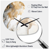 Gold And Grey A Marble Effect V - Asymmetric Metal Wall Clock