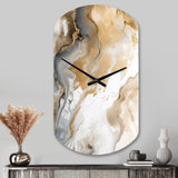 Gold And Grey A Marble Effect V - Asymmetric Metal Wall Clock