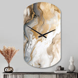 Gold And Grey A Marble Effect V - Asymmetric Metal Wall Clock