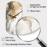 Gold And Grey A Marble Effect V - Asymmetric Metal Wall Clock