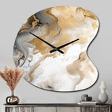 Gold And Grey A Marble Effect V - Asymmetric Metal Wall Clock