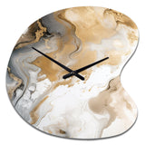 Gold And Grey A Marble Effect V - Asymmetric Metal Wall Clock
