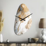 Gold And Grey A Marble Effect V - Asymmetric Metal Wall Clock