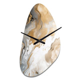 Gold And Grey A Marble Effect V - Asymmetric Metal Wall Clock