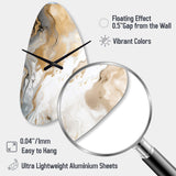 Gold And Grey A Marble Effect V - Asymmetric Metal Wall Clock