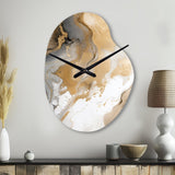 Gold And Grey A Marble Effect V - Asymmetric Metal Wall Clock