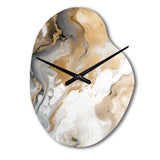 Gold And Grey A Marble Effect V - Asymmetric Metal Wall Clock
