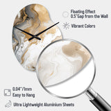 Gold And Grey A Marble Effect V - Asymmetric Metal Wall Clock