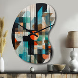 Orange Abstracted Geometric Explorations I - Asymmetric Metal Wall Clock