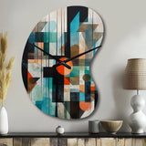 Orange Abstracted Geometric Explorations I - Asymmetric Metal Wall Clock