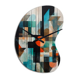 Orange Abstracted Geometric Explorations I - Asymmetric Metal Wall Clock