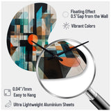 Orange Abstracted Geometric Explorations I - Asymmetric Metal Wall Clock