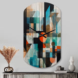 Orange Abstracted Geometric Explorations I - Asymmetric Metal Wall Clock