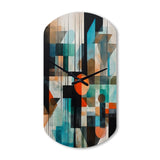 Orange Abstracted Geometric Explorations I - Asymmetric Metal Wall Clock
