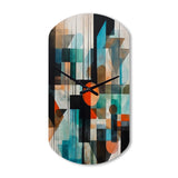 Orange Abstracted Geometric Explorations I - Asymmetric Metal Wall Clock