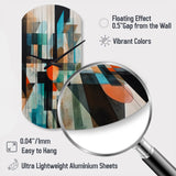 Orange Abstracted Geometric Explorations I - Asymmetric Metal Wall Clock