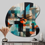 Orange Abstracted Geometric Explorations I - Asymmetric Metal Wall Clock