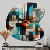 Orange Abstracted Geometric Explorations I - Asymmetric Metal Wall Clock