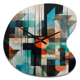 Orange Abstracted Geometric Explorations I - Asymmetric Metal Wall Clock