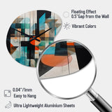 Orange Abstracted Geometric Explorations I - Asymmetric Metal Wall Clock