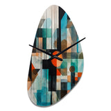 Orange Abstracted Geometric Explorations I - Asymmetric Metal Wall Clock