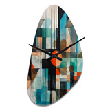 Orange Abstracted Geometric Explorations I - Asymmetric Metal Wall Clock
