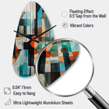 Orange Abstracted Geometric Explorations I - Asymmetric Metal Wall Clock