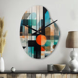 Orange Abstracted Geometric Explorations I - Asymmetric Metal Wall Clock