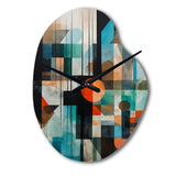 Orange Abstracted Geometric Explorations I - Asymmetric Metal Wall Clock