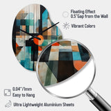 Orange Abstracted Geometric Explorations I - Asymmetric Metal Wall Clock