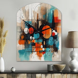Orange Abstracted Geometric Explorations III - Asymmetric Metal Wall Clock