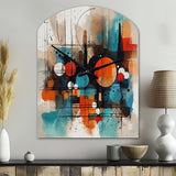 Orange Abstracted Geometric Explorations III - Asymmetric Metal Wall Clock