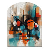 Orange Abstracted Geometric Explorations III - Asymmetric Metal Wall Clock