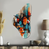 Orange Abstracted Geometric Explorations III - Asymmetric Metal Wall Clock