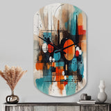 Orange Abstracted Geometric Explorations III - Asymmetric Metal Wall Clock