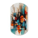 Orange Abstracted Geometric Explorations III - Asymmetric Metal Wall Clock