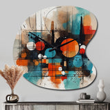 Orange Abstracted Geometric Explorations III - Asymmetric Metal Wall Clock