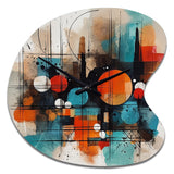 Orange Abstracted Geometric Explorations III - Asymmetric Metal Wall Clock