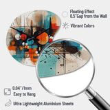 Orange Abstracted Geometric Explorations III - Asymmetric Metal Wall Clock