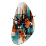 Orange Abstracted Geometric Explorations III - Asymmetric Metal Wall Clock