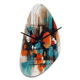 Orange Abstracted Geometric Explorations III - Asymmetric Metal Wall Clock