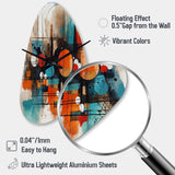 Orange Abstracted Geometric Explorations III - Asymmetric Metal Wall Clock