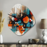 Orange Abstracted Geometric Explorations III - Asymmetric Metal Wall Clock