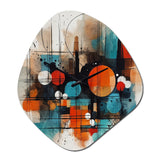Orange Abstracted Geometric Explorations III - Asymmetric Metal Wall Clock