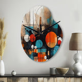 Orange Abstracted Geometric Explorations III - Asymmetric Metal Wall Clock