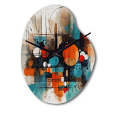 Orange Abstracted Geometric Explorations III - Asymmetric Metal Wall Clock