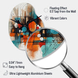 Orange Abstracted Geometric Explorations III - Asymmetric Metal Wall Clock